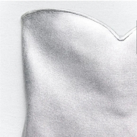 ZARA Silver Foil Metallic Strapless Tube Top - Picture 5 of 9